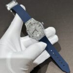 Hublot Classic Fusion Replica Watch Blue Rubber Strap Moissanite Diamond 33mm