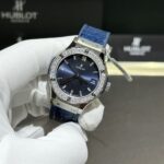Hublot Classic Fusion Replica Watch Blue With Moissanite Diamond 33mm - Image 4