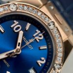 Hublot One Click King Gold Replica Watch With Blue Dial Moissanite 39mm - Image 4
