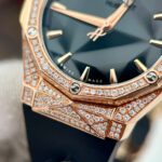 Hublot Best Replica Watch Orlinski King Gold Custom Natural Diamonds Rubber Strap 40mm - Image 4