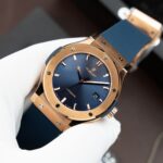 Hublot Copies Watches Classic Fusion King Gold Dial Blue Movement SW300 Rubber Strap 42mm - Image 2