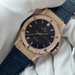 Hublot Classic Fusion King Gold Imitation Watches Blue Dial Diamonds CZ HB Factory 42mm - Image 3
