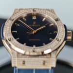 Hublot Classic Fusion King Gold Imitation Watches Blue Dial Diamonds CZ HB Factory 42mm - Image 5