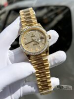 Rolex Day-Date Replica Watch Diamond Moissanite Baguette Gold Wrapped 40mm - Image 3