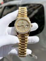 Rolex Day-Date Replica Watch Diamond Moissanite Baguette Gold Wrapped 40mm - Image 2