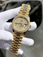 Rolex Day-Date Replica Watch Diamond Moissanite Baguette Gold Wrapped 40mm - Image 7