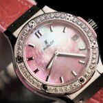 Hublot Classic Fusion Replica Watches Dial Mother Of Pearl Pink + Moissanite Diamonds 33mm - Image 10