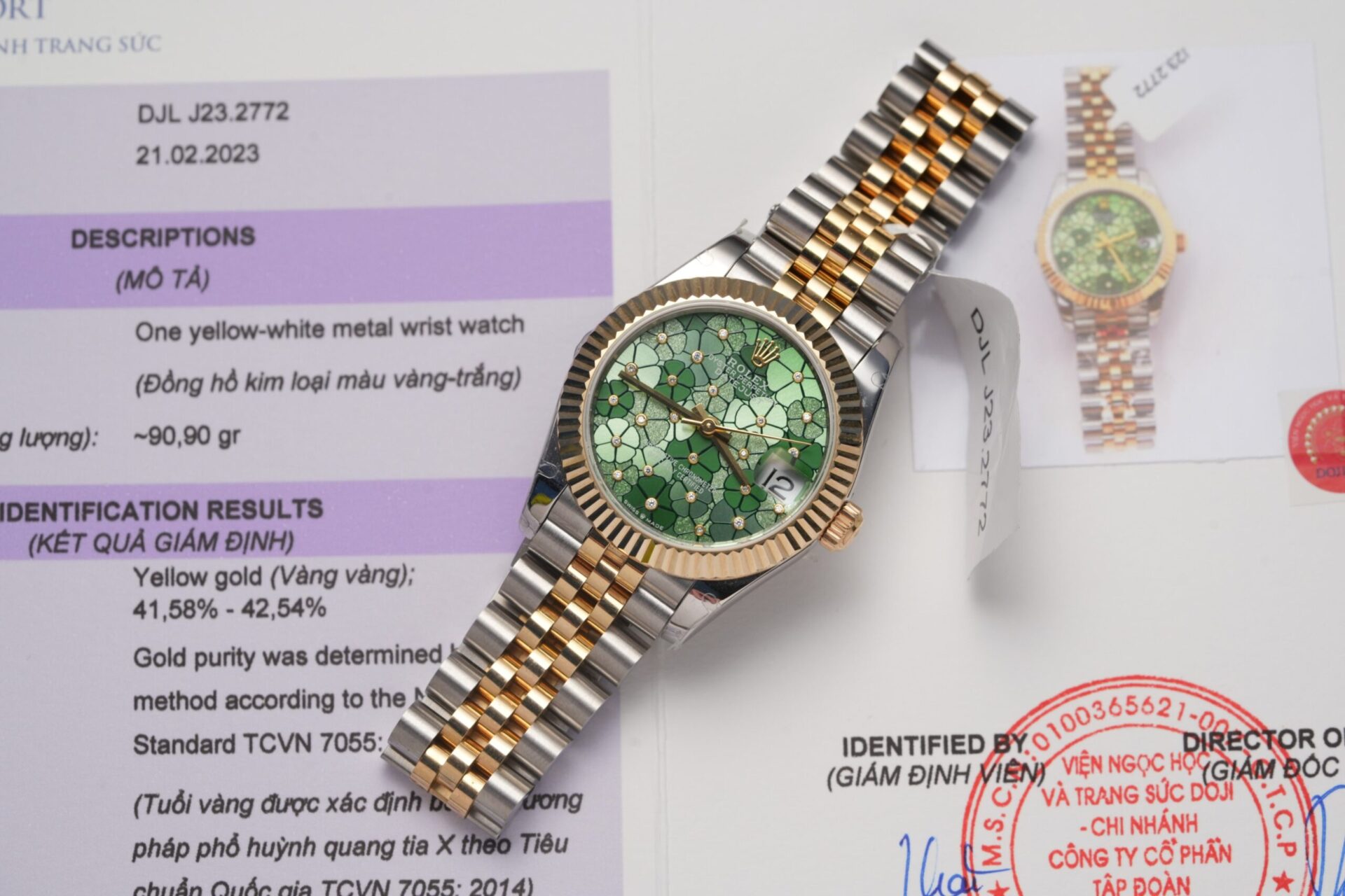 Dong-Ho-Nu-Rolex-Boc-Vang-Datejust-Mat-So-Xanh-Olive-Hoa-La-GM-31mm-3-scaled-1.jpg Rolex Datejust 278231 Best Replica Watch Gold Wrapped GM Factory 31mm - Image 1