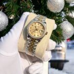 Rolex DateJust Replica Watch With Moissanite Diamonds Yellow Dial 31mm - Image 5