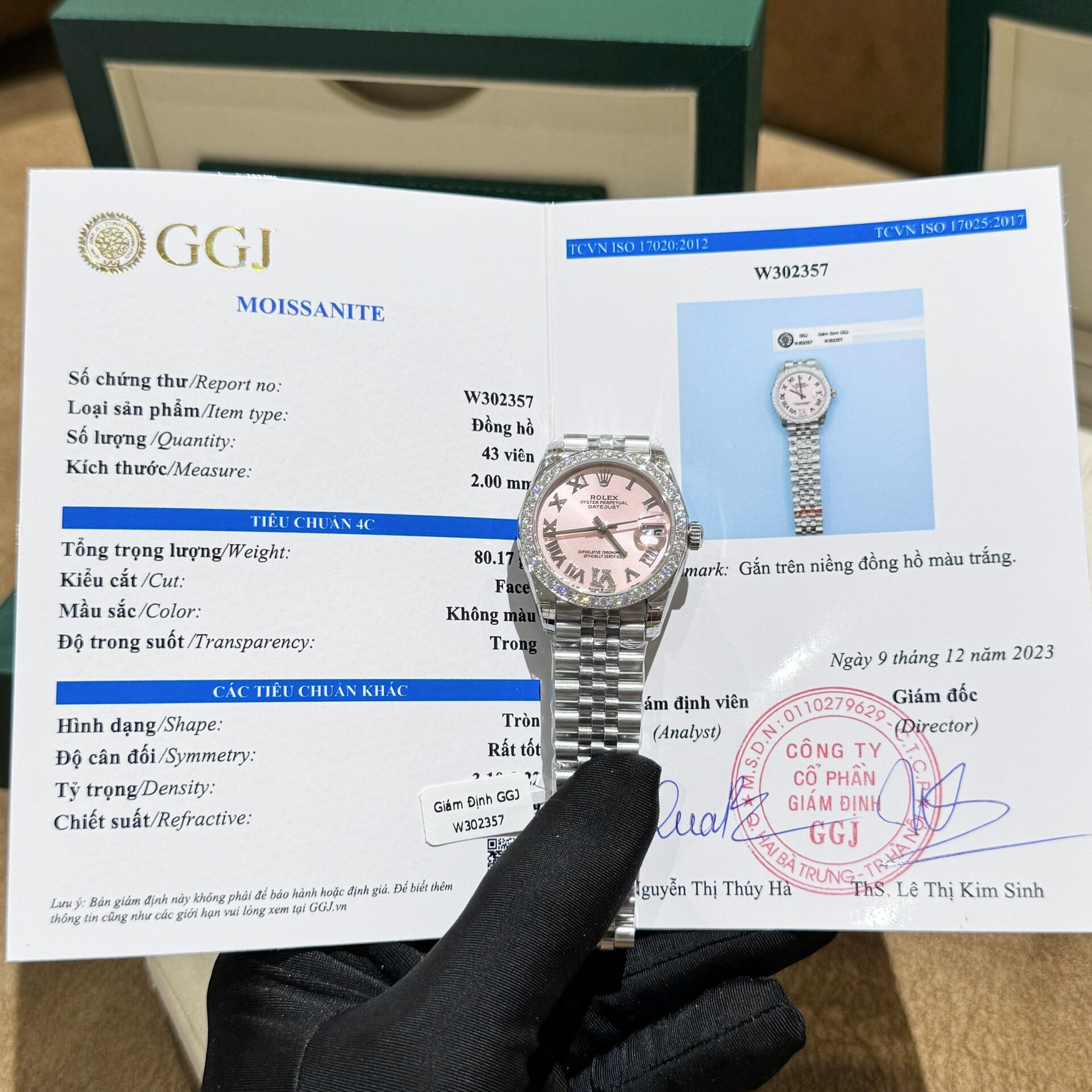 Dong-Ho-Nu-Rolex-DateJust-Do-Kim-Cuong-Moissanite-Mat-So-Hong-31mm-1.jpg Rolex DateJust Replica Watch Moissanite Diamond Pink Dial 31mm - Image 1