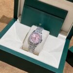 Rolex DateJust Replica Watch Moissanite Diamond Pink Dial 31mm - Image 2