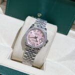 Rolex DateJust Replica Watch Moissanite Diamond Pink Dial 31mm - Image 5
