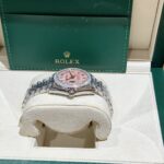 Rolex DateJust Replica Watch Moissanite Diamond Pink Dial 31mm - Image 4