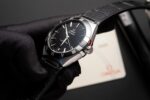 Omega Constellation Replica Watch Black Dial Leather Strap 42mm - Image 3