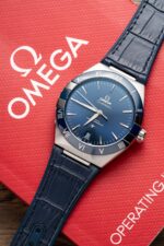 Omega Constellation Replica 11 Watch Blue Dial Leather Strap 41mm