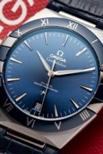 Omega Constellation Replica 11 Watch Blue Dial Leather Strap 41mm - Image 4