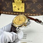 Omega De Ville Prestige Power Reserve Replica 11 Watch Yellow Dial Leather Strap 39.5mm - Image 4