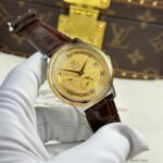 Omega De Ville Prestige Power Reserve Replica 11 Watch Yellow Dial Leather Strap 39.5mm - Image 3