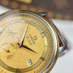 Omega De Ville Prestige Power Reserve Replica 11 Watch Yellow Dial Leather Strap 39.5mm - Image 5
