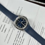 Patek Philippe Replica Watch Aquanaut 5168G Custom Moissanite Baguette Diamonds Blue Dial 42.2mm - Image 2