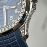 Patek Philippe Replica Watch Aquanaut 5168G Custom Moissanite Baguette Diamonds Blue Dial 42.2mm - Image 6