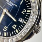 Patek Philippe Replica Watch Aquanaut 5168G Custom Moissanite Baguette Diamonds Blue Dial 42.2mm - Image 5