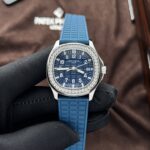 Patek Philippe Aquanaut 5067 Fake Watch Blue Dial Rubber Strap PPF Factory 35.6mm