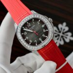 Patek Philippe Aquanaut 5167 Red Replica Watches Moissanite Diamonds Baguette 40mm - Image 3