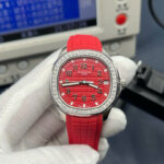 Patek Philippe Aquanaut 5268G Knock Off Watches Red Dial Rubber Strap PPF Factory 38.8mm