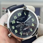 Patek Philippe Replica Watches Calatrava Pilot Travel Time 5524G Blue Dial Leather Strap 42mm - Image 4