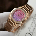 Patek Philippe Imitation Watches Nautilus 7010R Women Purple Pink Dial Metal Wire GR Factory 32mm - Image 3