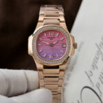 Patek Philippe Imitation Watches Nautilus 7010R Women Purple Pink Dial Metal Wire GR Factory 32mm - Image 2