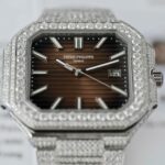 Patek Philippe Cubitus 5821 Dial Brown Replica Watch Full Diamonds Moissanite Hong Kong 45mm - Image 6