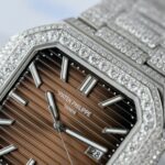 Patek Philippe Cubitus 5821 Dial Brown Replica Watch Full Diamonds Moissanite Hong Kong 45mm - Image 5