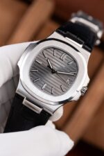 Patek Philippe Nautilus 5711 Luxury Fake Watches Gray Dial Leather Strap BBF Factory 40mm - Image 3