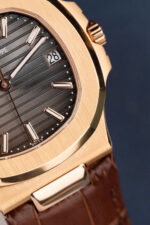 Patek Philippe Nautilus 5711R Best Fake Watches Gray Dial Leather Strap BBF Factory 40mm - Image 7