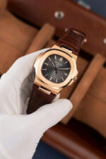 Patek Philippe Nautilus 5711R Best Fake Watches Gray Dial Leather Strap BBF Factory 40mm
