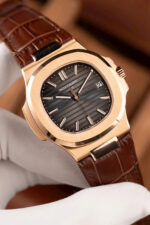 Patek Philippe Nautilus 5711R Best Fake Watches Gray Dial Leather Strap BBF Factory 40mm - Image 3