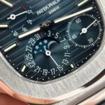 Patek Philippe Nautilus 5712 Knock Off Watches Blue Dial Leather Strap Engraving Machine PPF Factory 40mm - Image 6