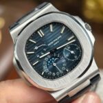 Patek Philippe Nautilus 5712 Knock Off Watches Blue Dial Leather Strap Engraving Machine PPF Factory 40mm - Image 3