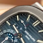 Patek Philippe Nautilus 5712 Knock Off Watches Blue Dial Leather Strap Engraving Machine PPF Factory 40mm - Image 5