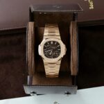 Patek Philippe Nautilus 5712R Replica Watches Brown Dial Engraving Machine PPF Factory 40mm