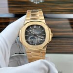 Patek Philippe Nautilus 5712R Imitation Watches Gray Dial Metal Wire Engraving Machine PPF Factory 40mm