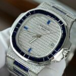 Patek Philippe Nautilus 5719 Best Copies Watch Diamonds Moissanite & Sapphire Baguette Custom 40mm - Image 5