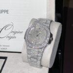 Patek Philippe Nautilus 5719 Best Replica Watch Custom Full Moissanite Diamonds 40mm - Image 4