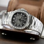 Patek Philippe Nautilus 5723 Gray Dial Replica Watches Diamonds Moissanite Baguette Custom 40mm - Image 3