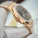 Patek Philippe Nautilus 5723 Brown Dial Replica Watches 18K Gold Wrapped + Moissanite Diamonds Baguette 40mm - Image 8