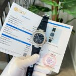 Patek Philippe Replica Watch Nautilus 5724 Custom Moissanite Diamonds Leather Strap 40mm