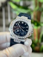 Patek Philippe Replica Watch Nautilus 5724 Custom Moissanite Diamonds Leather Strap 40mm - Image 2