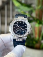 Patek Philippe Replica Watch Nautilus 5724 Custom Moissanite Diamonds Leather Strap 40mm - Image 4